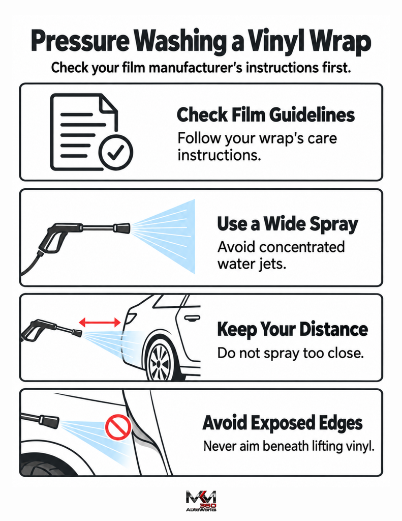 Pressure Washing a Vinyl Wrap Infographic