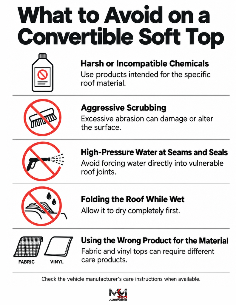 What to Avoid on a Convertible Soft Top - Infographic